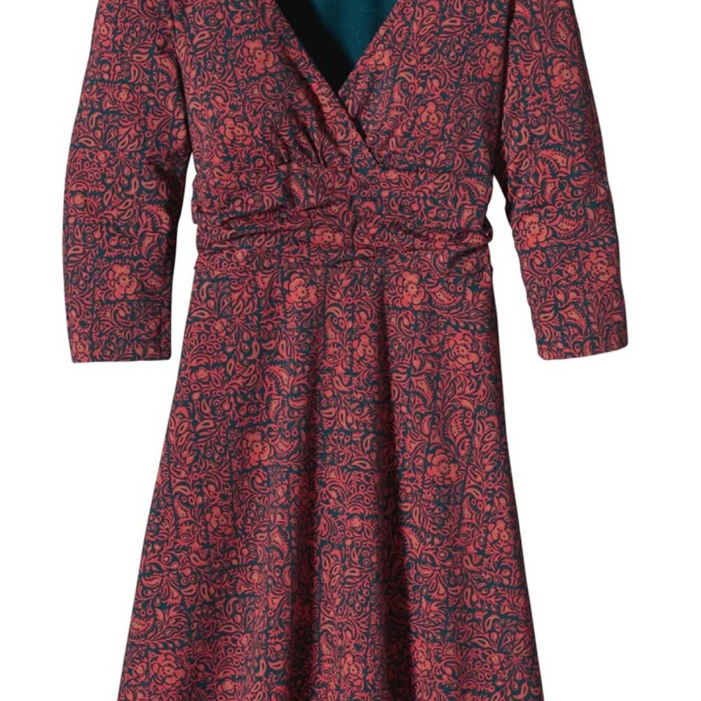 Patagonia‎ Long-Sleeved Margot Dress – Teal Ironwork Print – Medium